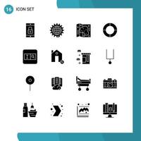conjunto de pictogramas de 16 glifos sólidos simples de diagrama de formulários elementos de design de vetores editáveis do parque gráfico global