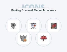 finanças bancárias e linha de economia de mercado cheia de ícones do pacote 5 design de ícones. cartões. bancário. financeiro. Cartão de crédito. segurança vetor