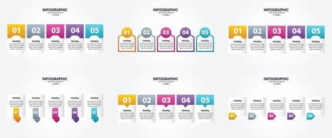 conjunto de design plano de infográficos de ilustração vetorial para folheto publicitário e revista vetor