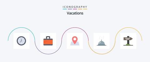 pacote de ícones de 5 planos de férias, incluindo . ponteiro. ponteiro. mapa. restaurante vetor