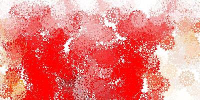 fundo vector vermelho claro com flocos de neve de Natal.