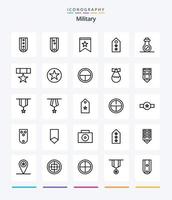 pacote de ícones de contorno militar criativo 25, como prêmio. arma de massa. Estrela. bactérias. marcação vetor