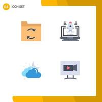 conjunto de ícones planos de interface móvel de 4 pictogramas de elementos de design de vetores editáveis de tela de nuvem de negócios de tempo de backup