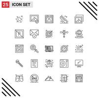 conjunto de 25 sinais de símbolos de ícones de interface do usuário modernos para salão de galeria computação cabeleireiro pente elementos de design de vetores editáveis
