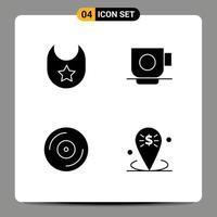 conjunto de 4 sinais de símbolos de ícones de interface do usuário modernos para negócios de música para bebês financiam elementos de design de vetores editáveis de vinil