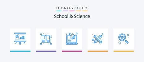pacote de ícones de escola e ciência azul 5, incluindo molécula. taça. lápis. blogging. design de ícones criativos vetor