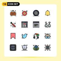 16 interface de usuário pacote de linha cheia de cores planas de sinais e símbolos modernos de notificação de cenoura dinheiro sino estrela editável elementos de design de vetor criativo