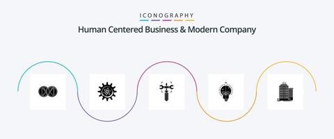 negócios centrados no ser humano e pacote de ícones de 5 ícones da empresa moderna, incluindo construção. lâmpada. laboratório. idéia. parafuso vetor