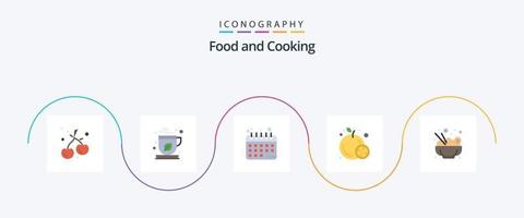 pacote de ícones de comida plana 5, incluindo . arroz. dieta saudável. Comida. laranja vetor