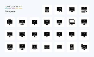 pacote de ícones de glifos sólidos de 25 computadores vetor