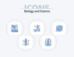 design de ícones do pacote de 5 ícones azuis de biologia. folha. biologia. biologia. plantar. mão vetor