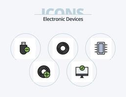 linha de dispositivos cheia de ícone pack 5 design de ícone. dispositivos. lasca. gadget. grudar. hardware vetor