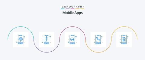 pacote de ícones azul 5 de aplicativos móveis, incluindo aplicativo. telefone. aplicativo. Móvel. aplicativo vetor