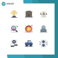 Pacote de cores planas de 9 interfaces de usuário de sinais e símbolos modernos do método de despesas de lucro, gráfico de orçamento, elementos de design vetorial editáveis vetor