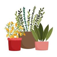 feliz jardim, vasos de plantas, flores, decoração da natureza vetor
