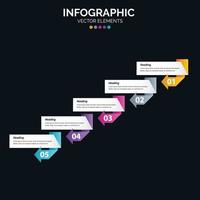 Diagrama de infográficos de 5 opções, etapas ou processos de conceito de negócios de web design de relatório anual vetor