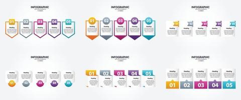 conjunto de design plano de infográficos de ilustração vetorial para folheto publicitário e revista vetor