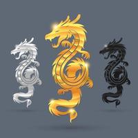 conjunto de símbolos de dragão de cores