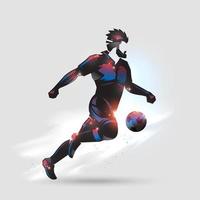 jogador de futebol chutando uma bola de futebol vetor