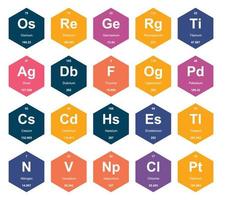 20 tabela periódica do design do pacote de ícones de elementos vetor