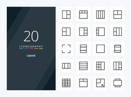 20 ícone de esboço de layout para apresentação vetor
