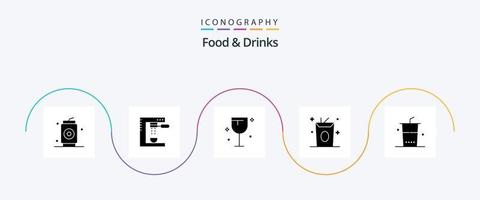 pacote de ícones de glyph 5 de alimentos e bebidas, incluindo bebidas. Comida. máquina. bebidas. vinho vetor