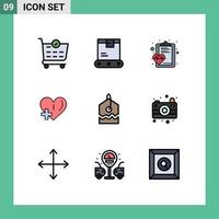 9 ícones criativos, sinais e símbolos modernos de etiqueta de saúde, além de elementos de design de vetores editáveis de amor