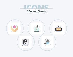 design de ícones do pacote de 5 ícones planos de sauna. . marcação. flor. o sinal. ginástica vetor