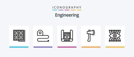 pacote de ícones da linha 5 de engenharia, incluindo construção. ferramenta de machado. indústria. Machado. machado. design de ícones criativos vetor