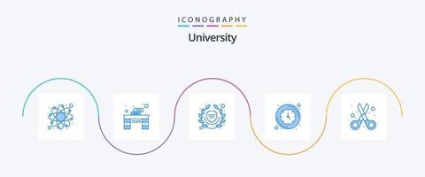 pacote de ícones azul 5 da universidade, incluindo ferramentas. ver. faculdade. muro. relógio vetor