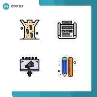 pacote de interface do usuário de 4 cores planas básicas de linhas preenchidas de elementos de design de vetores editáveis de anúncios de entomologia e desenvolvimento médico