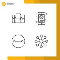 4 ícones criativos, sinais e símbolos modernos de crenças de mochila, elementos de design de vetores editáveis de negócios de telefone de escritório