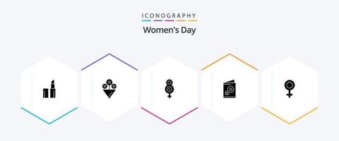 pacote de ícones de glifos do dia 25 das mulheres, incluindo feminino. dia. mulheres. mulheres. fêmea vetor