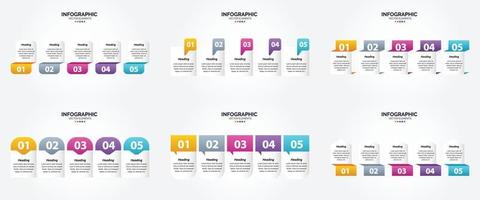 conjunto de design plano de infográficos de ilustração vetorial para folheto publicitário e revista vetor