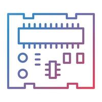 ícone gradiente de linha de placa pcb vetor