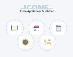 Eletrodomésticos e ícone plano de cozinha Pack 5 Icon Design. máquina. liquidificador. computador. manual. misturador vetor