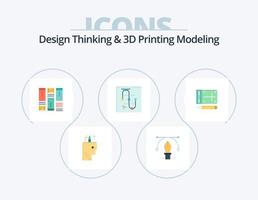 design thinking e impressão d modelagem plana icon pack 5 icon design. Móvel. wireframing. vetor. mouse vetor