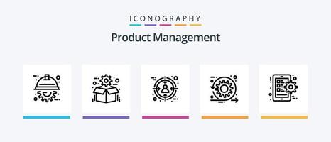 pacote de ícones da linha 5 de gerenciamento de produtos, incluindo pacote. Entrega. produtos. caixa. Produto premium. design de ícones criativos vetor