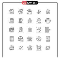 25 ícones criativos sinais e símbolos modernos de moda escritório vestido infantil refeição elementos de design vetoriais editáveis vetor