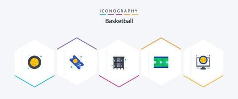 pacote de ícones planos de basquete 25, incluindo basquete. olímpico. armário. nba. jogos vetor