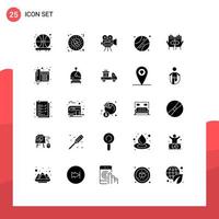 conjunto de glifos sólidos de interface móvel de 25 pictogramas de mistério destino movi escola de conspiração elementos de design de vetores editáveis