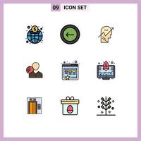 9 ícones criativos, sinais modernos e símbolos do gráfico de seta de dados do gerente, elementos de design de vetores editáveis