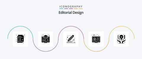 pacote de ícones de 5 ícones de design editorial, incluindo controle. ajustamento. monitor. criativo. desenhar vetor