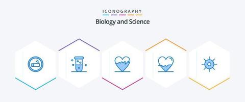 biologia 25 pacote de ícones azul, incluindo biologia. laboratório. laboratório. coração. bater vetor