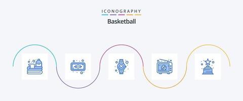 pacote de ícones de basquete azul 5, incluindo conquista. partida. bater. viver. transmissão vetor