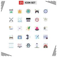 conjunto moderno de 25 cores planas e símbolos, como elementos de design de vetores editáveis do dia do relógio, jogo de negócios