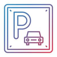 ícone de gradiente de linha de sinal de estacionamento vetor