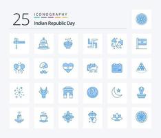 pacote de ícones de cor azul do dia 25 da república indiana, incluindo oração. igreja. comemoro. claro. festival vetor