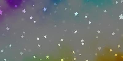 luz de fundo vector multicolor com estrelas pequenas e grandes.