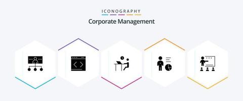 pacote de ícones de 25 glifos de gerenciamento corporativo, incluindo gerenciamento. dados. local na rede Internet. gráfico. pessoa vetor